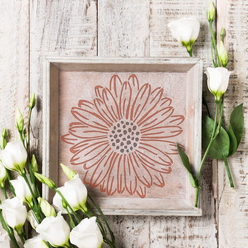 G GSS Designs GSS Designs Daisy Floral Pattern Wall Stencils 12x12Inch Large Daisy Flower Stencils for Painting on Canvas Wood Wall Furniture DIY Reusable Craft and Painting Wall Stencils - Image 3